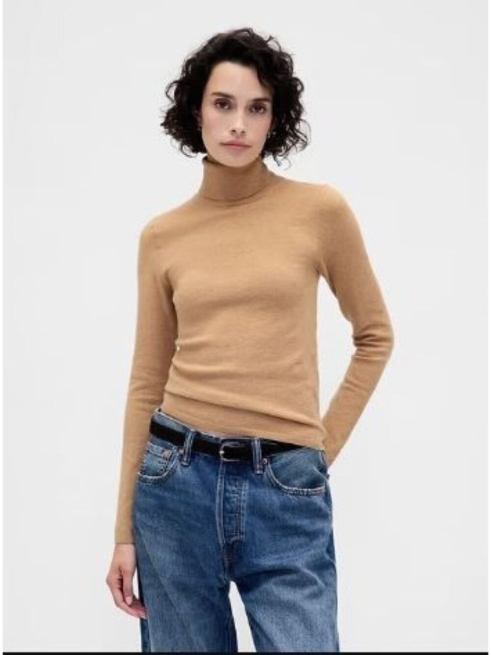 Gap Turtleneck Sweater Top Size XL Gold Metallic Long Sleeve Classic Ribbed - Picture 1 of 12